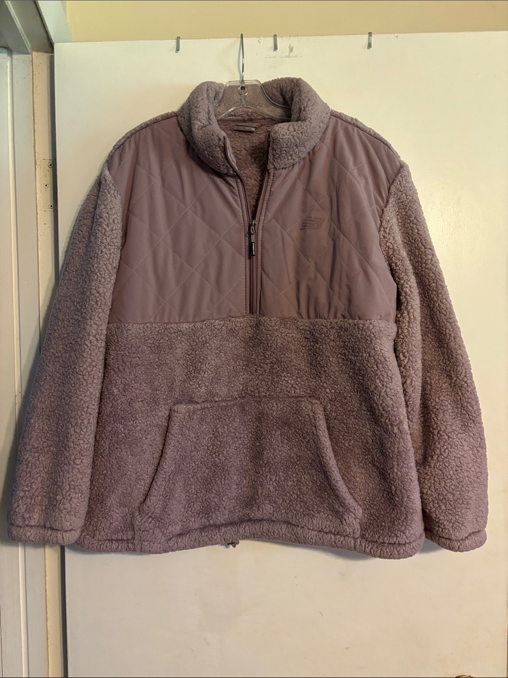 New Balance Mauve Quilted Fleece Sherpa Half-Zip Pullover